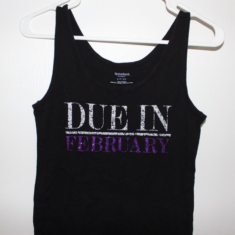 Motherhood Maternity S Black Top "Due In February"